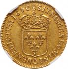 France. Louis XIV (1643-1715). Gold 2 Louis d'or a l'ecu, 1690-B (Rouen) - 2