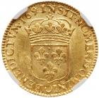 France. Louis XIV (1643-1715). Gold 1 Louis d'or a l'ecu, 1691-N (Montpellier) - 2