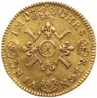 France. Louis XIV (1643-1715). gold Half Louis d'or aux 4 L, 1696-A (3.37g) - 2