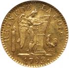 National Convention (1792-1795). Gold Louis d'or of 24 Livres, 1793-W (Lille)