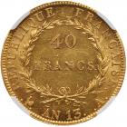 Napoleon Bonaparte, First Empire (1804-1814). Gold 40 Francs, AN 13-A (1804) Paris mint - 2