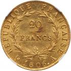 France. Napoleon Bonaparte, First Empire (1804-1814). gold 20 Francs, 1806-A (Pa - 2