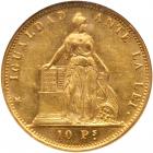 Chile. Republic. Gold 10 Pesos, 1866, Santiago mint - 2
