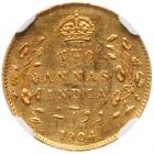 India: British. Edward VII (1901-1910). Gold Restrike 2 Annas, 1904. - 2