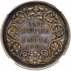 British India. Victoria (1837-1901). Pattern Silver Rupee, 1861. Medal alignment - 2