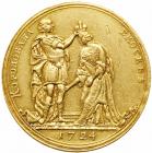 Medal of 12 Ducat weight. GOLD. 42 mm. 41.67 gm. By O. Kalashnikov. On the Coronation of Catherine I, 1724 - 2