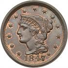 1847 N-31 R5 Repunched Date, Large 7 over Small 7. PCGS MS64