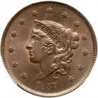 1837 N-13 R2 Plain Hair Cord, Med Ltrs. PCGS MS66