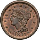 1847 N-1 R2 Repunched Date. PCGS MS64