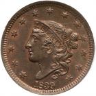 1839 N-2 R2 Head of 1838 PCGS graded MS64 Brown, CAC Approved. PCGS MS64