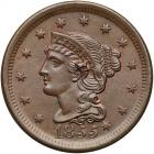 1855 N-9 R1 Italic 55 Knob-on-Ear PCGS graded MS65+ Brown, CAC Approved. PCGS MS