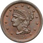 1857 N-1 R1 Large Date PCGS graded MS65 Brown. PCGS MS65