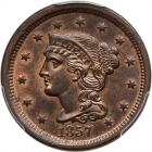 1857 N-4 R1 Small Date PCGS graded MS64 Red & Brown, CAC Approved. PCGS MS64