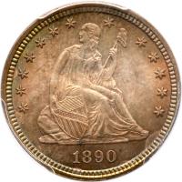 1890 Liberty Seated 25C PCGS MS67