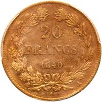 France. 20 Francs, 1840-A (Paris) PCGS AU55 - 2