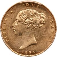 Great Britain. Â½ Sovereign,1855 PCGS AU58