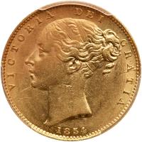 Great Britain. Sovereign,1854 PCGS About Unc