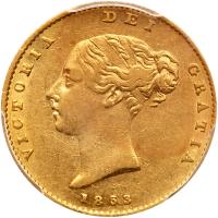 Great Britain. Â½ Sovereign,1853 PCGS AU53