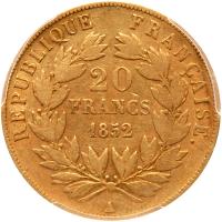 France. 20 Francs, 1852-A (Paris) PCGS EF45 - 2