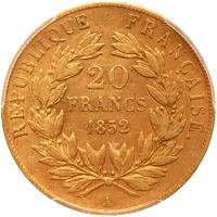 France. 20 Francs, 1852-A (Paris) PCGS AU53 - 2