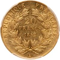 France. 20 Francs, 1852-A (Paris) PCGS AU55 - 2