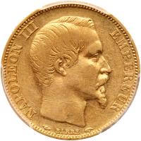 France. 20 Francs, 1853-A (Paris) PCGS AU50