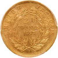 France. 20 Francs, 1853-A (Paris) PCGS AU50 - 2