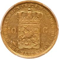 Netherlands. 10 Gulden, 1824-B (Brussels) PCGS EF40 - 2