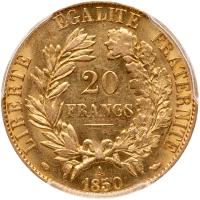 France. 20 Francs, 1850-A (Paris) PCGS AU58 - 2