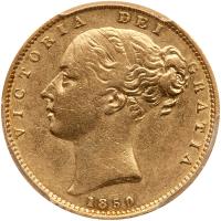 Great Britain. Sovereign, 1850 PCGS AU53