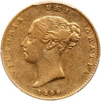 Great Britain. Â½ Sovereign, 1849 PCGS AU50