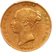 Great Britain. Â½ Sovereign, 1849 PCGS AU50