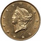 1849 $1 Gold Liberty. Open Wreath AU55