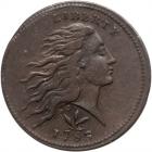 1793 S-9 R2 Wreath Cent with Vine & Bars Edge PCGS AU50, CAC Approved