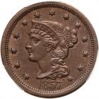 1857 N-1 R1 Large Date PCGS graded MS62 Brown