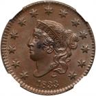 1833 N-2 R2 NGC graded MS63 Brown