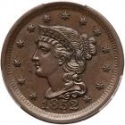 1852 N-7 R1 Repunched Date PCGS graded MS63 Brown, CAC Approved