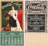 Coca-Cola Lillian Nordica Green Artwork Style Stone Litho Printed Card ca. 1905, with 1911 Pad