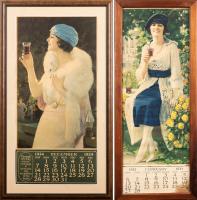 Coca-Cola, Two Antique Calendars: 1921 "Autumn Girl and the 1925 "Girl At Party"