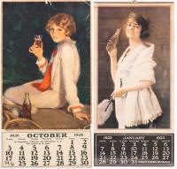 Coca-Cola Calendars: Two Examples from the 1920s, "Flapper Girl" and "Girl With Tennis Racquet" 1923 and 1926