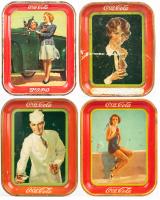 Coca-Cola: Four (4) Vintage Original Serving Trays, Two From 1927, 1933 and 1942