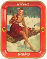 Coca-Cola Serving Trays: Three (3) Vintage Original Serving Trays, "Sailor Girl" 1940, "Skater Girl" 1941 and "Two Girls At Car"