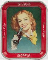 Coca-Cola: Three (3) Outstanding 1950s Serving Trays, "Menu Girl" and "Pansy Garden" "Girl with Red Hair"