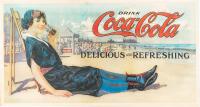 Coca-Cola: Rare, Early 20th Century Paper Sign of "Woman On The Beach"