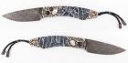 William Henry Knife: Spearpoint "Davy Jones" Sterling Silver and Fossilized Coral with Hand-Forged Damascus Steel Blade