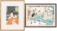 Two Japanese Woodblock Prints, Framed