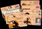 Group of 1930s Envelopes With Wonderful Hand-painted Cachets Signed by Authors, Including Ernest Hemingway