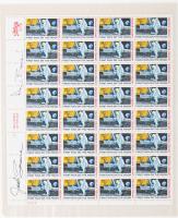 Full Sheet of 32, "First Man on the Moon" 10 Cent Stamps autographed by Alan Bean and Jack Lousma