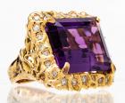 Monumental 40 Carat Emerald Cut Amethyst Square Ring