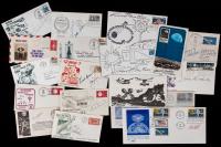 WITHDRAWN - Excellent Collection of Artists Signatures Who Created Art for US Space Stamps: Robert McCall, Paul Calle, L. Buckley & C. Barne